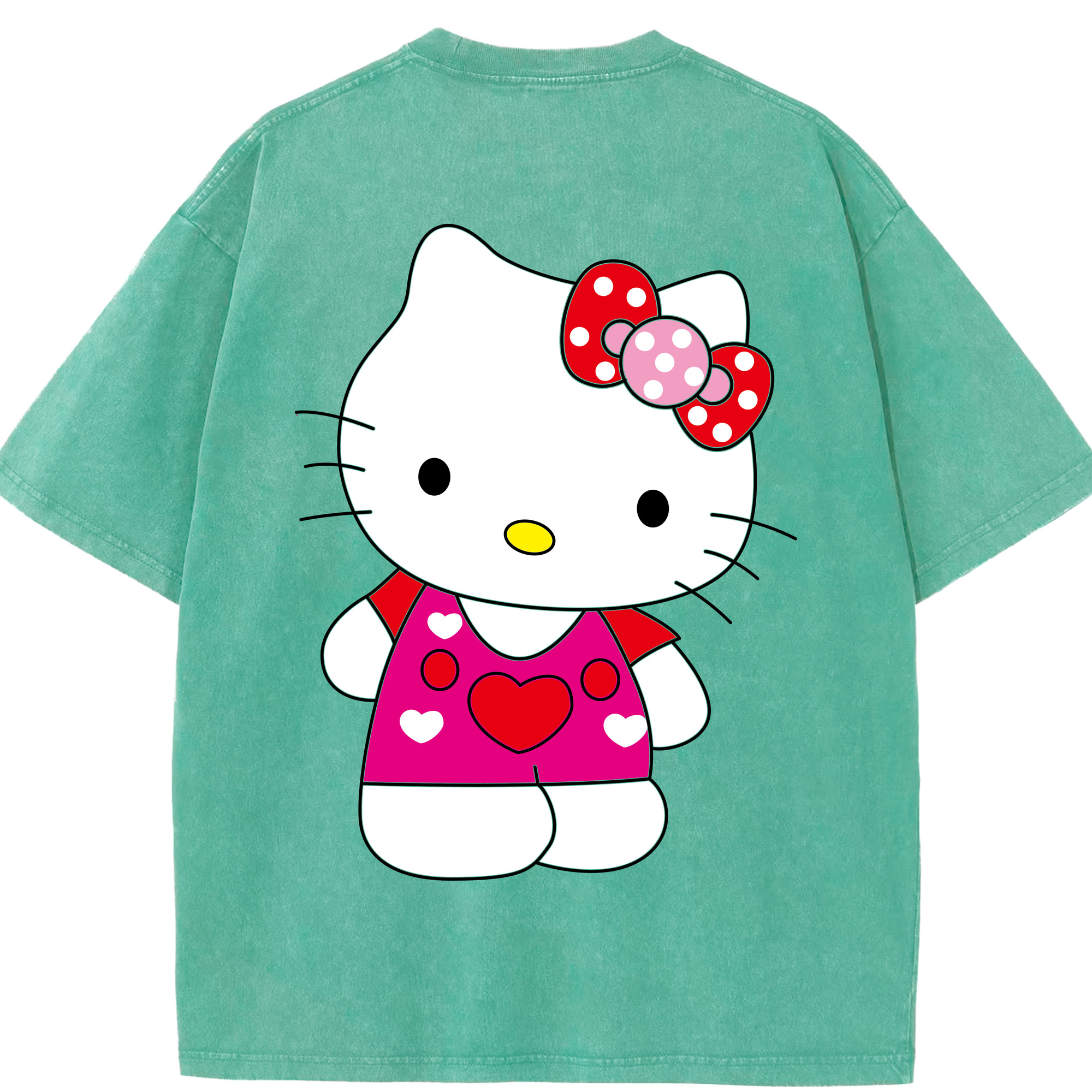 （画像用） Hello Kitty ハローキティ 綿100% ヴィンテージ風 半袖Tシャツ（背面プリント）